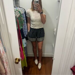 Elevenses Black and White Polka Dot High Waist Shorts